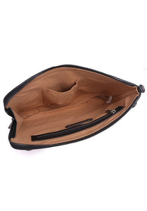 JUDE B. Genuine Lambskin Leather Clutch / Sling Bag - BLACK