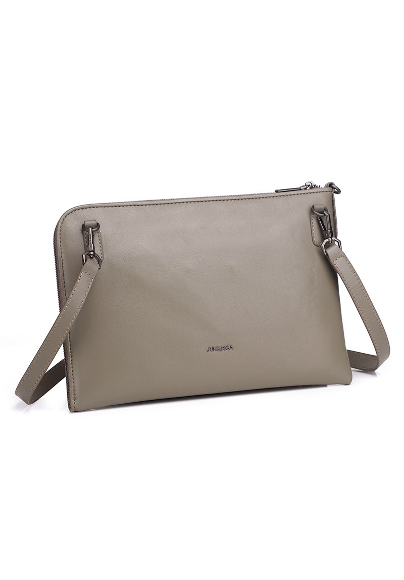 JUDE B. Genuine Lambskin Leather Clutch / Sling Bag - SLATE GREY
