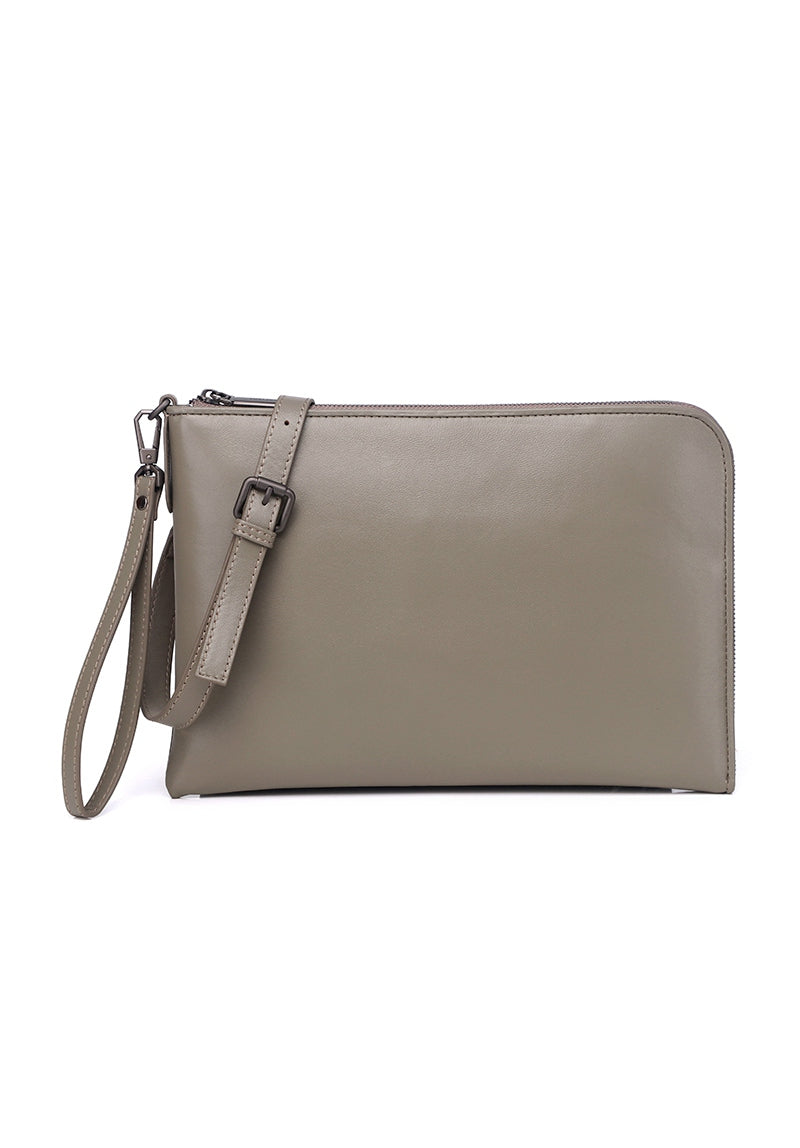 JUDE B. Genuine Lambskin Leather Clutch / Sling Bag - SLATE GREY